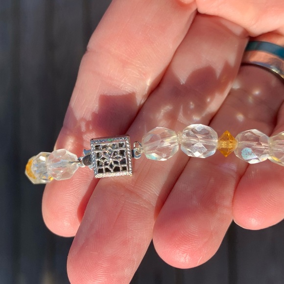 Art Deco Signed Glass Signed Sterling Necklace - Picture 3 of 4